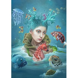 Inkognito Postcard | Occasion: ''animals'', motif: ''Girl from the Reef'' | Artist: Suzan Visser | Item number: 17890 | by Berliner Verlag