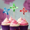 Cupcake Toppers 6pcs Mini Pinwheels miniature pinwheels tiny paper pinwheels