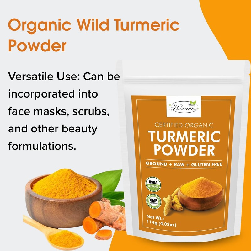 hennaco Organic Wild Turmeric Powder | Turmeric Curcumin Powder |