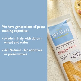 DeLallo Thin Spaghetti Pasta, 1 Pound Bag, 4 Pack, Al Dente Texture, Made in Itay, Made with Durum Wheat Semolina Flour, Cooks in 9 Minutes, Non-GMO, Long Cut