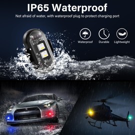 8PCS Wireless LED Lights for Car with Remote Control, 8 Colors High Brightness Wireless LED Strobe Lights USB Charge IP65 Waterproof Anti-Collision for Car Motorcycle Drone RC Aircraft Bike, Black