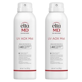 EltaMD UV AOX Mist - Protector solar mineral en aerosol, SPF 40 Spray protector solar para cara y cuerpo, fórmula de óxido de zinc con antioxidantes, botella de 5 onzas (paquete de 2)