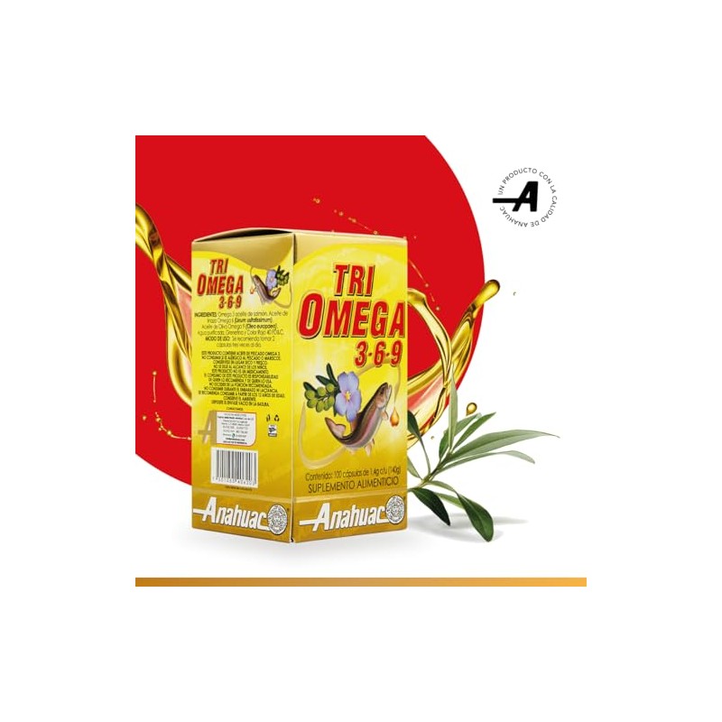 TRIOMEGA 3, 6, 9, Suplemento Alimenticio, Salud Cardiovascular, 100 capsulas,