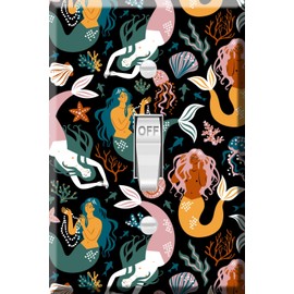 Toggle Wallplate, Single Light Switch Cover Plate - Lovely undersea mermaid