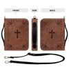 Wetoricau Brown Cross Floral Bible Cover Lightweight Bible Case Waterproof