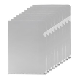 PATIKIL L-Type Folder 30 Pack A5 Plastic File Sleeves Transparent Document Sleeves for Office Grey