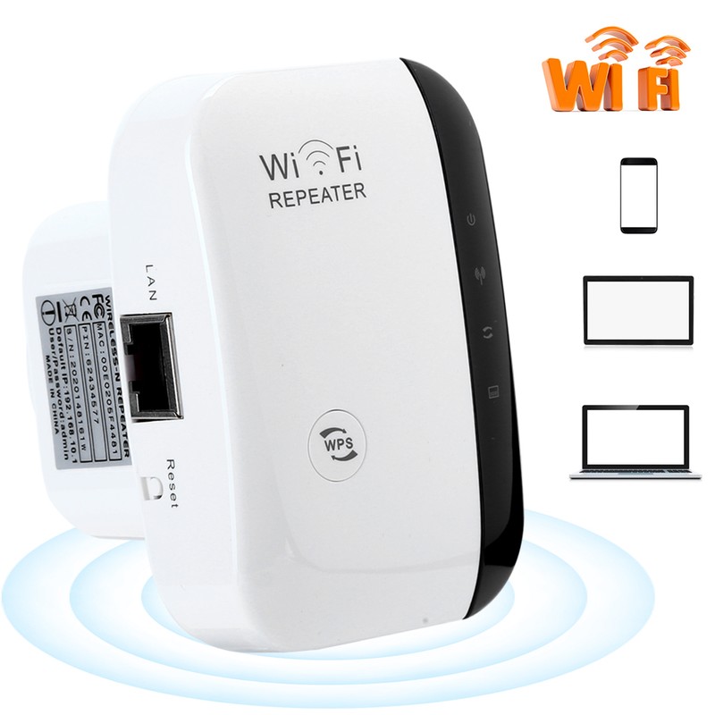 Repeater WiFi Signal Amplifier 300M Ethernet Port Wall‑Mount White for