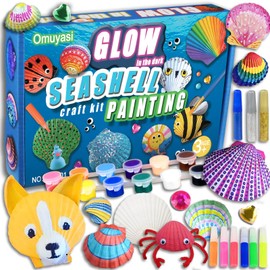 Omuyasi Glow-in-the-Dark Shells Painting Crafts, Craft Set Children from 4 6 8 10 Years, Creative Painting Set DIY Crafts Girls, Shells for Crafts, Children's Birthday Crafts Gifts