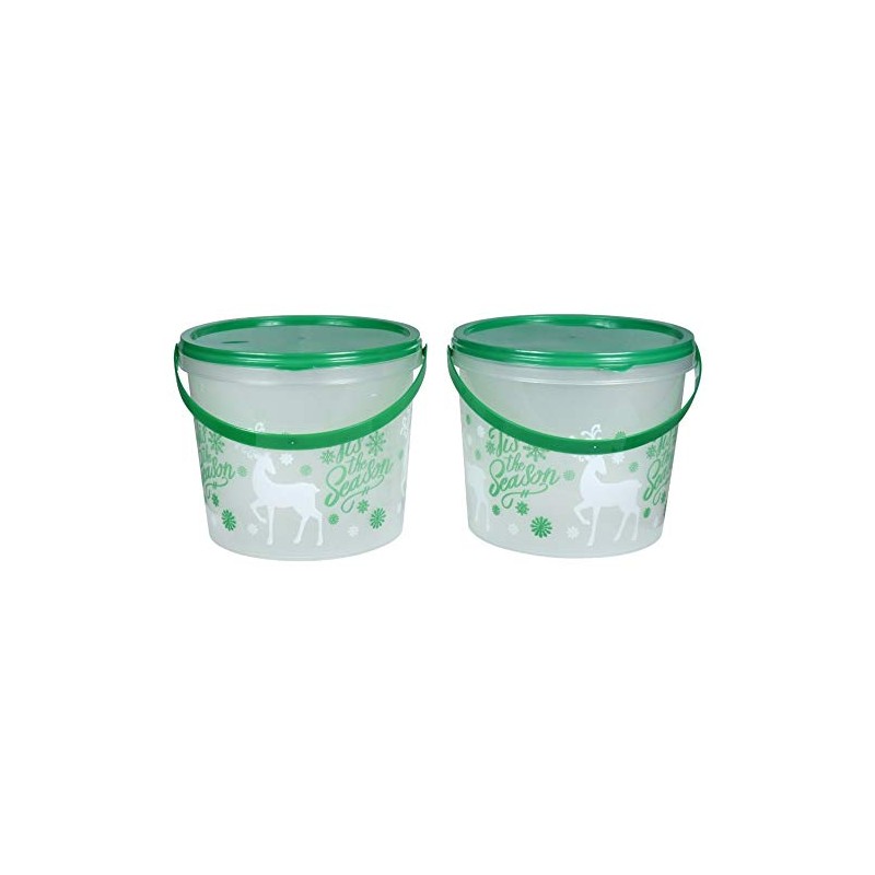 2 Pack Small Christmas Treat Bucket with Lids and Handle