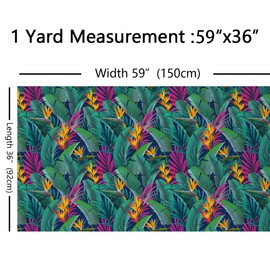 Tropical Leaf Upholstery Fabric by The Yard,Exotic Floral Banana Leaves Reupholstery Fabric for Chairs,Palm Leaf Jungle Flowers Fabric for Outdoor and DIY Projects,1 Yard,(L92*W150cm) Green