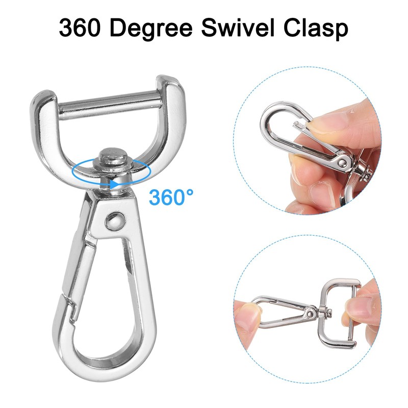 sourcing map 4Pcs Swivel Clasps Hook, 15mm(5/8 Inch) D Ring