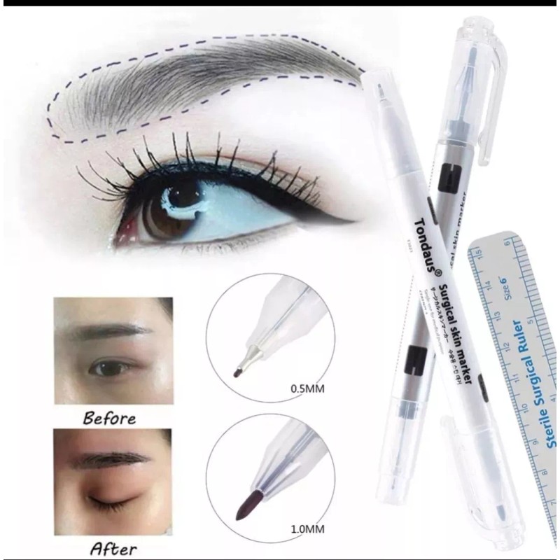Miss Rose Microblading, Marcador Quirurgico. Regla Incluida. Plumon