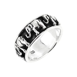 TreasureBay 925 Sterling Silver 11mm Elephant Ring - Finger Sizes J to Z Available, Sterling Silver