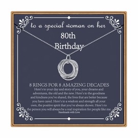 IEFLIFE 80th Birthday Gifts for Women, 8 Circle Necklaces Jewelry for Woman Her Eighty 80 Years Old Gifts for Her Mom Grandma 8 Decades Necklace for Women