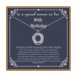 IEFLIFE 80th Birthday Gifts for Women, 8 Circle Necklaces Jewelry for Woman Her Eighty 80 Years Old Gifts for Her Mom Grandma 8 Decades Necklace for Women