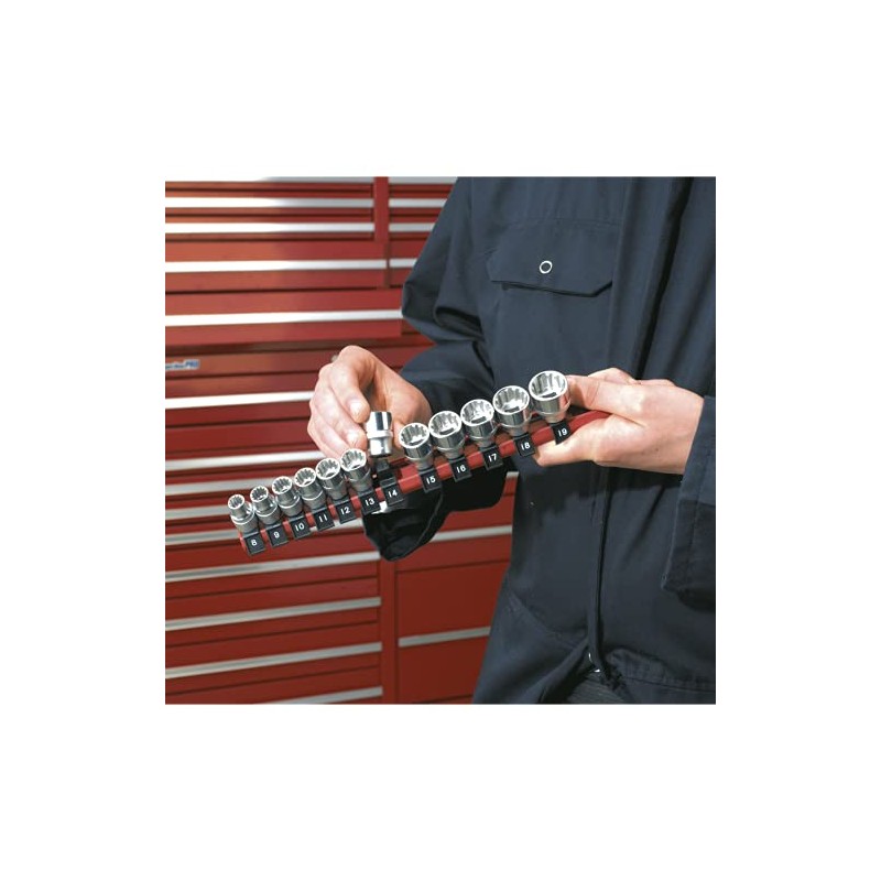 Sealey Ak1412 Socket Retaining Rail With 12 Clips 1/4Sq Drive