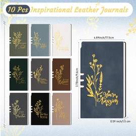 Moinchore 10 Set Inspirational Gifts for Coworkers 10 A6 Leather Aesthetic Journal Notebook with 10 Pens Employee Appreciation Gift for Team Coworker Nurse(Inspirational)