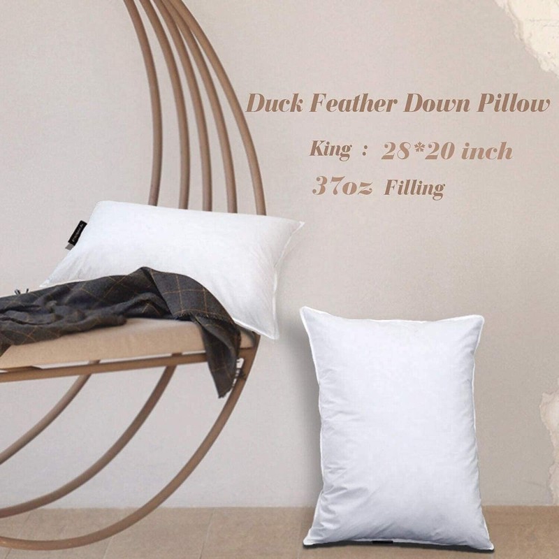 JA COMFORTS Duck Feather Down Bed Pillows for Sleeping(2 Packs)-Standar