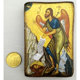 Wooden Greek Christian Orthodox Wood Icon of Saint John the Baptist / A0