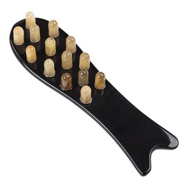 SAFIGLE Natural Horn Fish Shaped Massage Comb Scalp Smoothing Tool for Blood Circulation and Relaxation Multicunctional Hair Massager for Home and Travel