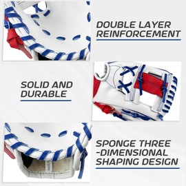 HolyElks Baseball Glove + Ball Sets, Softball Glove, Baseball Mitt, 10.5''-12.5'' for Youth/Adult Training and Beginner Play, Synthetic Leather Softball Mitt (White, 10.5)