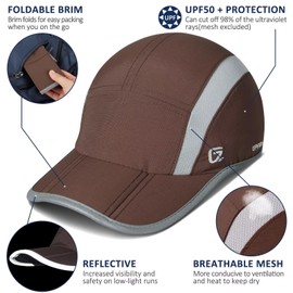 TITECOUGO Quick Dry Running Cap Reflective Sports Hat Night Workout Hats for Men Summer Sun Hat Dri Fit Cooling Hat for Golf Hiking Outdoor Camping Gym Tennis Travel Baseball Cap Coffee Brown