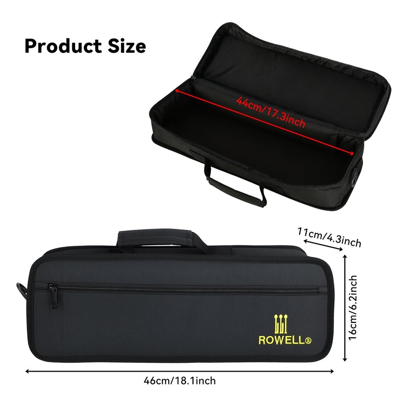 ROWELL Flute Case for 16 & 17 Hole Flutes Structured