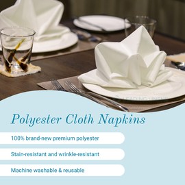 Polyester Cloth Napkins - Washable Soft Table Linens - Durable & Elegant for Dining, Restaurants, Weddings, Events, Rentals, Banquets, & Parties - Premium Quality Set of 250, Silver, 20"x20"