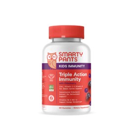 SmartyPants Kids Immunity Elderberry Gummies: Kids Immune Support Supplement, Vitamin C, Vitamin D, Vitamins B6 & B12 and Zinc, Gluten Free, Elderberry Flavor, 60 Count (30 Day Supply)