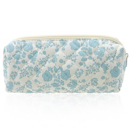 1PCS Pen Pouch Portable Storage Bag,Canvas Cosmetic Bag,Blue Floral Printing Handbag Small Pouch with Zipper Storage Beauty Makeup Travel Accessory for Women Girls Gift