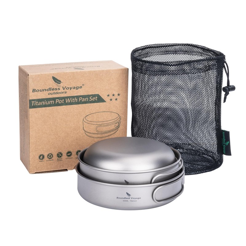 Boundless Voyage Outdoor Ultralight 3PCS Titanium Bowl Set Camping Cookware