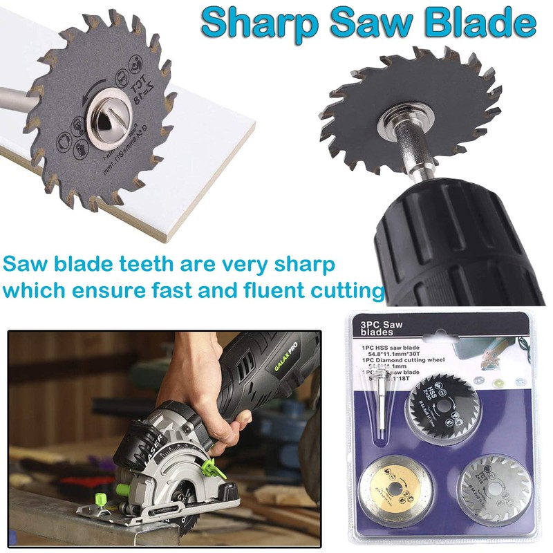 YUENTOEN Rotary Tool Saw Blades, 3Pcs HSS Mini Circular Saw