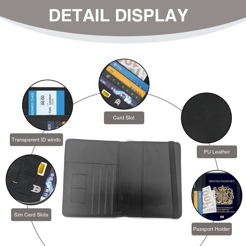 Ethlomoer RFID Blocking PU Leather Passport Holder with Card Slot