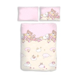 Träumschön Premium Children's Bed Linen 100 x 135 + 40 x 60 cm - Bear Design Pink - Summer Cotton Bed Linen - Soft, Breathable and Skin-Friendly - Non-Iron