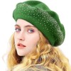 LADYBRO Winter Warm Rhinestone Green Beret Hats for Women 2