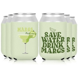 Whaline 12Pcs Margarita Party Beer Can Sleeve 12Oz Lime Margs And Matrimony Can Cooler Cover Double-Printed Neoprene Insulated Thermocooler For Bachelorette Party Drink Decor