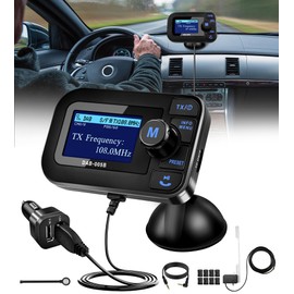 DeeprBlu Car DAB/DAB+ Radio Adapter & Bluetooth FM Transmitter, Auto Scan Station DAB Adapter, 5.84cm Display Car DAB Receiver with Hand-Free +AUX Out +2 USB Charge Port, Support TF Card Music Player