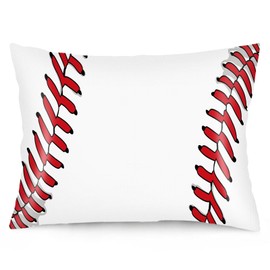 Silk Satin Pillowcase for Hair and Skin,Sport Theme Pillow Cover Queen Size Pillowcases with Envelope Closure,Sports White and Red Baseball Laces Pillow Covers Bed Cushion Covers for Women,20"x30"