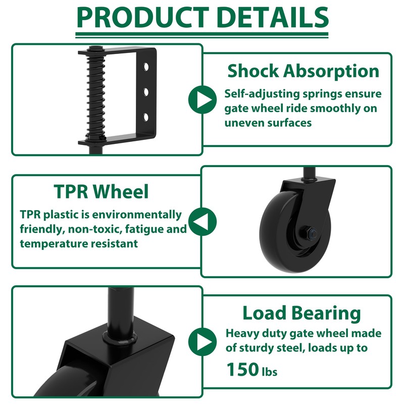 4.3"Heavy Duty Gate Wheel 360° Rotation Gate Wheel with Spring