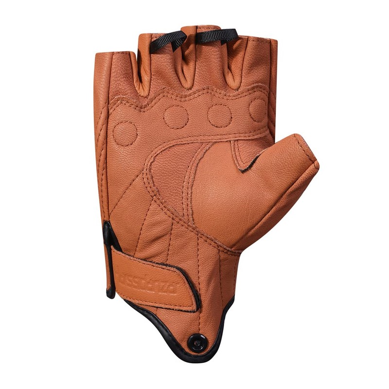 Harssidanzar Mens Gloves Half Finger Goatskin Leather Motorcycle Gloves GM037UK,