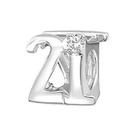 Katy Craig Number 21 Charm Bead for Bracelets Necklaces Pendants with CZ Crystal Stone - 925 Sterling Silver