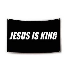 Jesus is King Flag Funny Flags for Room 3x5 Feet College Dorm Room Decor Man Cave Frat Wall Indoor Flag with Bass Gromments