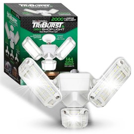 TRIBURST Shoplight 2000 Lumens | Super Bright LED Light with 3 Adjustable Panels | Covers 2000 Sq Ft | 6500K Color Temp | Easy Install | Energy Saving | Multi-Directional for Garage, Basement or Attic