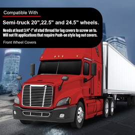 Front Hub Cover Set 33mm Nut Covers Spiked, Fit Semi-Truck 20" 22.5" 24.5" Wheels, Wheel Cover Silvery