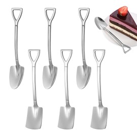 6 Pcs Stainless Steel Shovel Spoon Coffee Stirring Shovel Shaped Dessert Spoon Sugar Stirring Spoon for Kitchen Tea Parties