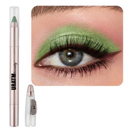 Qeetvia Green Eyeshadow Stick Makeup, Cream Shimmer Eye Shadow Pencil Make up, Waterproof Hypoallergenic Long Lasting Eyeliner, Glitter Primer Palette Smooth Crayon