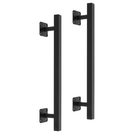 Purife 16'' Square Sliding Barn Door Handles and Pulls Pack of 2, Black Vintage Gate Pull Hanlde, Iron Handle for Gates, Garage, Sheds, Outdoor Fence, Interior Closet Handles