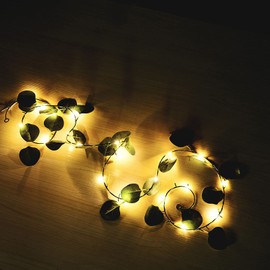Artificial Eucalyptus Leaf Garland String Lights, 7FT 20 LED Battery Operated Artificial Vine Fairy String Lights for Wedding Home Bedroom Birthday Garden Party Decor
