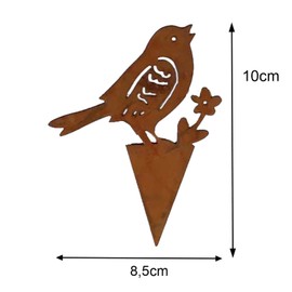 Storm's Gartenzaubereien Garden Stake Bird Set of 6 5 cm in Rust Look 2 Models with Flower for Balcony and Patio