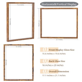 Volakk Floating Frame 16x20 Double Glass Shadow Box Frame 12x18 Floating Picture Frames 16x20 Shadow Box Frame Floater Frame 20x24 Floating Frames For Pressed Flowers